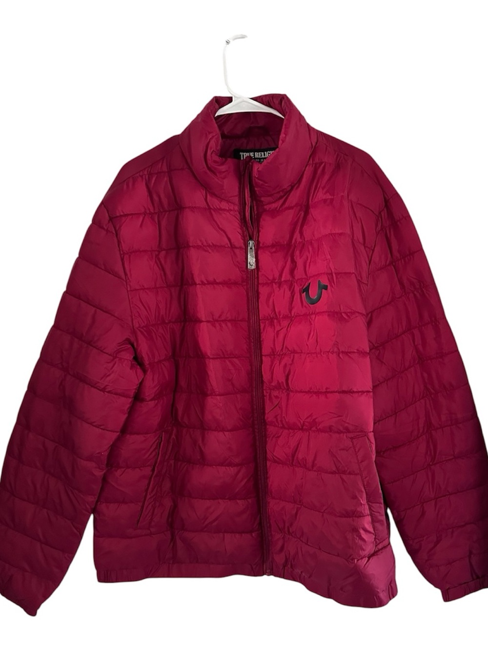 New True Religion Bleed True Logo Puffer Jacket Coat Mens XLarge Red $199 105664